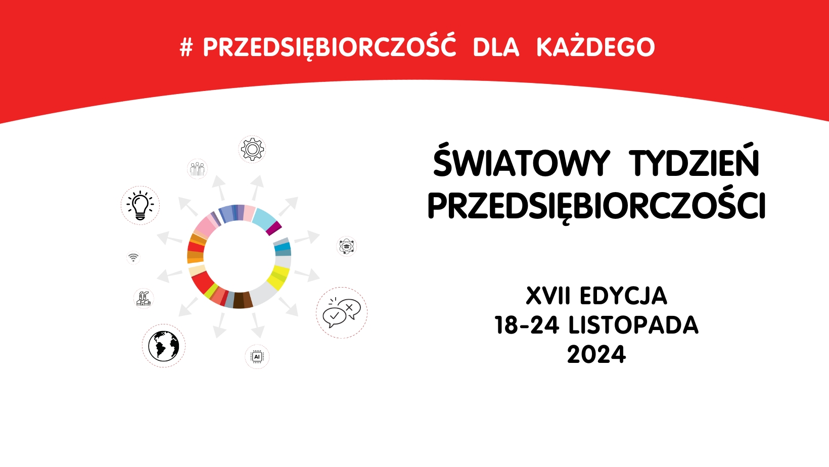 Logo Światowego Tygodnia Przedsiębiorczości. XVII edycja 18-24 listopada 2024