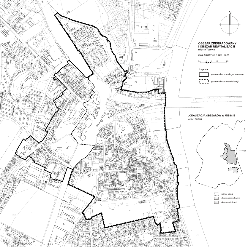 Mapa obszaru rewitalizacji w Tczewie