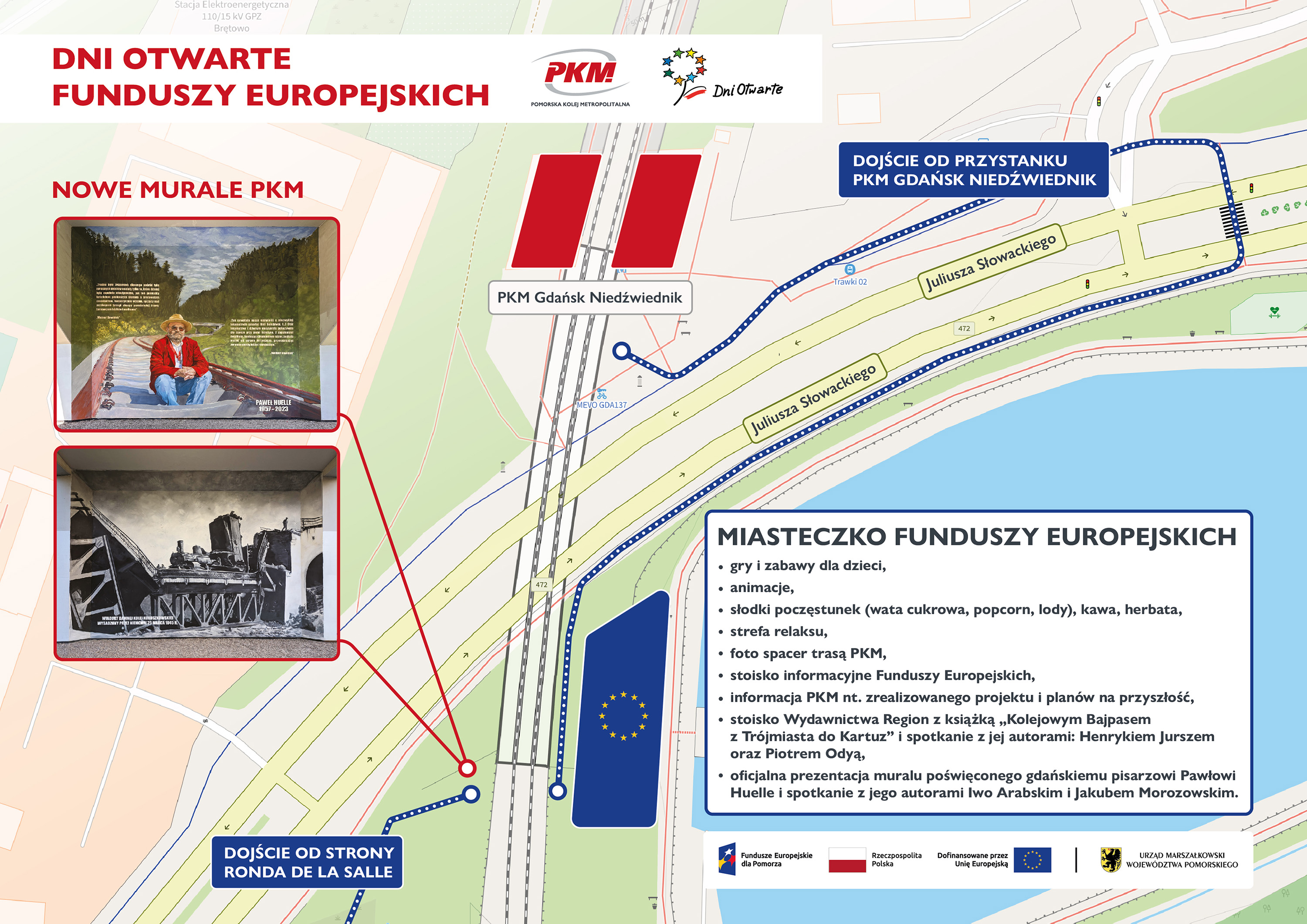 Mapa z informacja nt. wydarzenia. Treść zbieżna z opisem tekstowy 