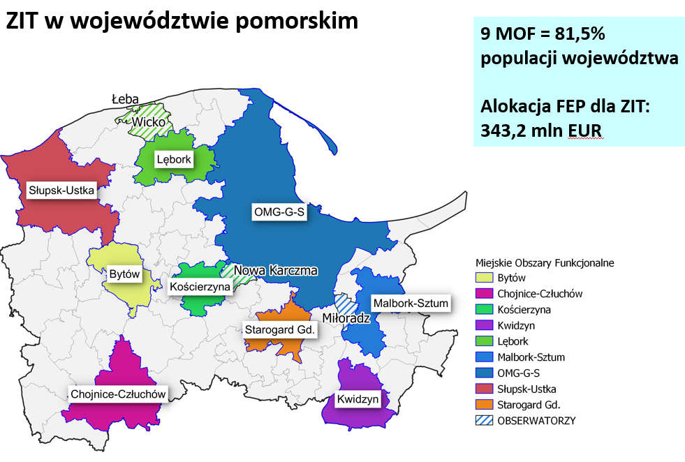 mapa a na niej lokalizacje ZIT