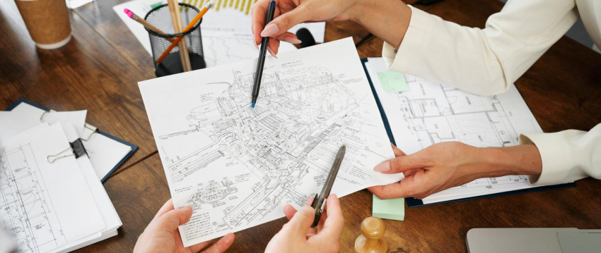 Szkic na kartce trzymanej w dłoniach dwóch osób