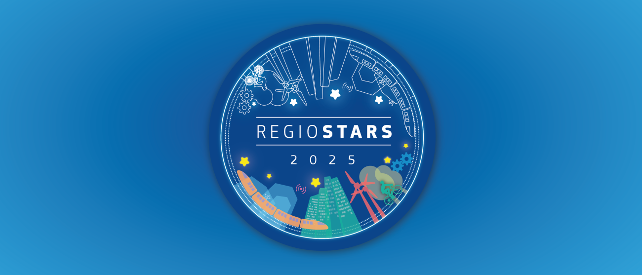 Obrazek z logo konkursu z napisem REGIOSTARS 2025