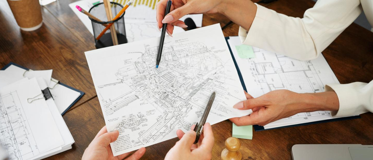 Szkic na kartce trzymanej w dłoniach dwóch osób